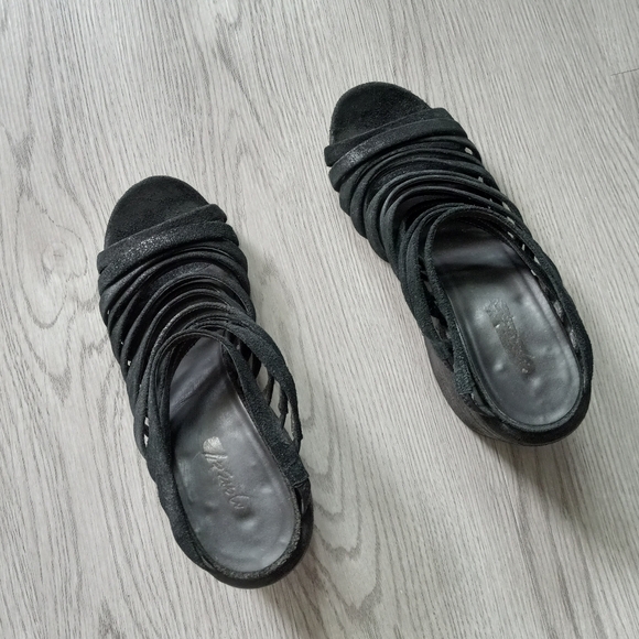 Marsell × Eckhaus Latta Suede Strappy Block Chunky Heel Sandals Black 40EU - Picture 3 of 16